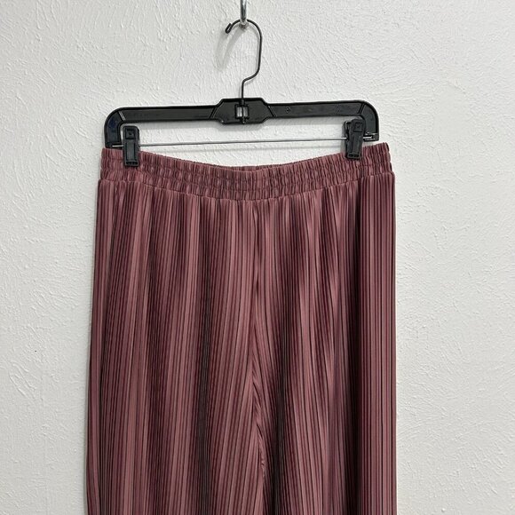 Marc New York Rose Pink Ribbed Accordion Pleated Pants Wide Leg Pull On Size S - Picture 2 of 10